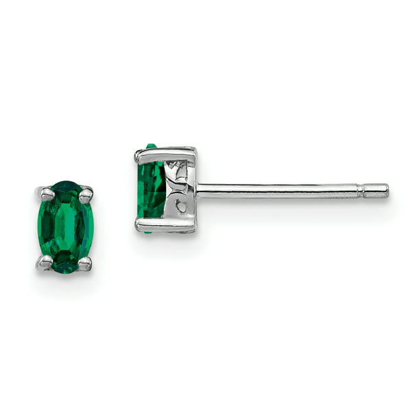 Emerald Studs Earrings 925 Sterling Silver Emerald Earrings May Birthstone Earrings Emerald Silver Earrings Oval Cut Earrings